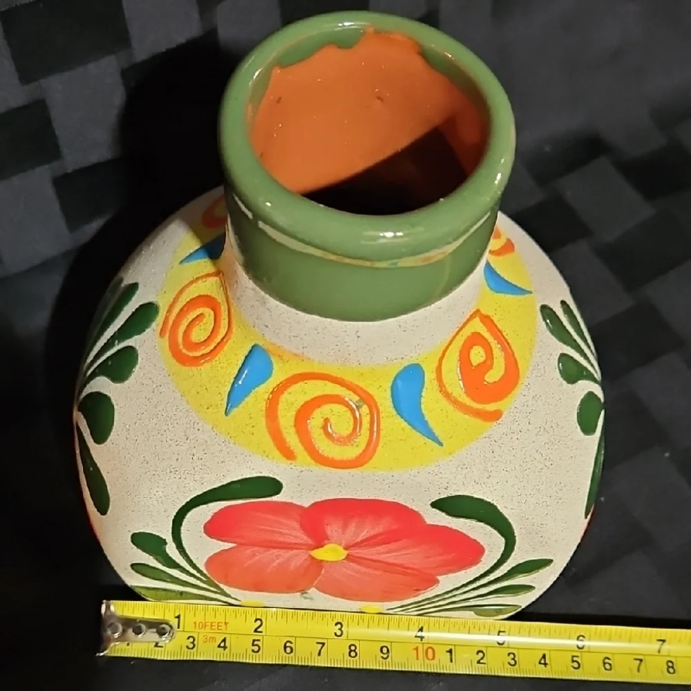 Handcrafted Mexican Folk Art Clay Liquor/Water Decanter & Matching Cup Set of 2